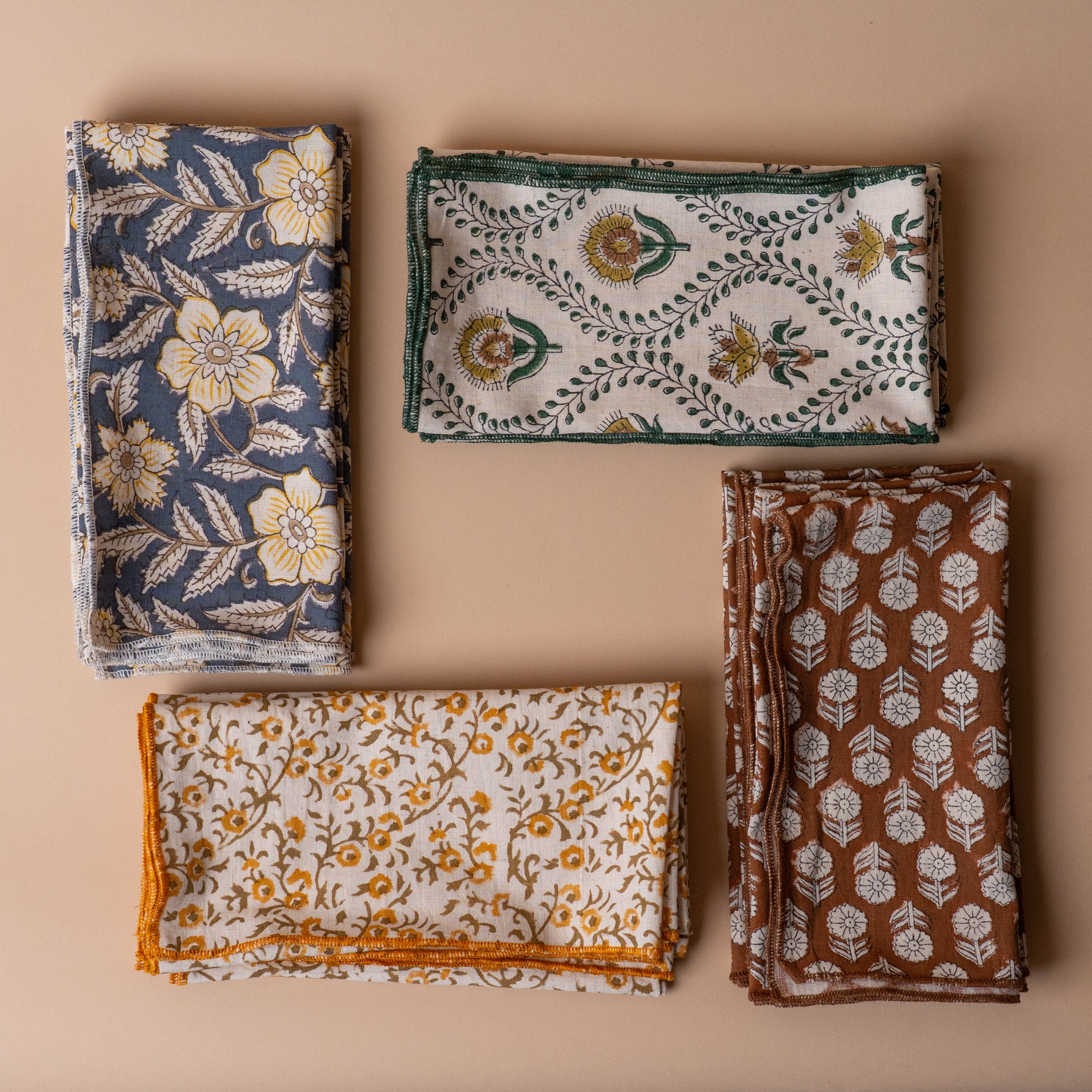Block Print Cotton Napkins - set of 4 napkin set ORNA HOUSE
