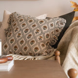 Noreen Block Print Ruffle Pillow Cover 1 - PILLOWS - Block print - neutral ORNA HOUSE