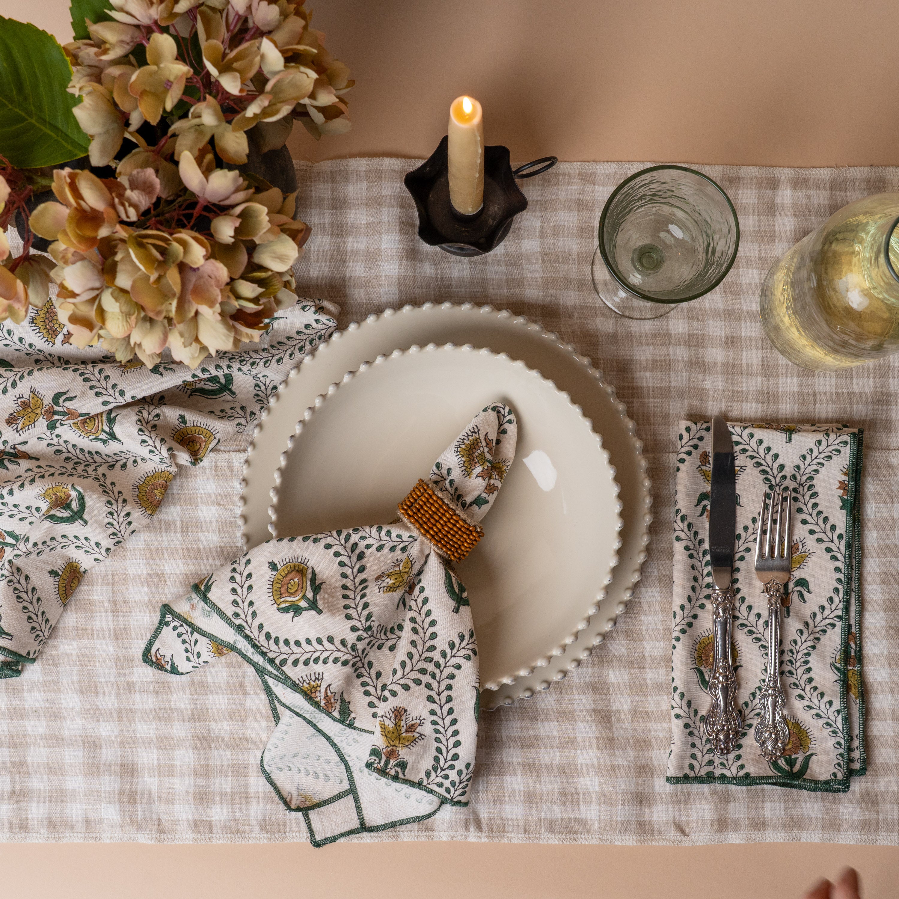 Block Print Cotton Napkins - set of 4 napkin set ORNA HOUSE