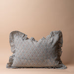 Mila Block Print Ruffle Pillow Cover 1 - PILLOWS - block print - neutral ORNA HOUSE
