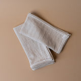 Oatmeal Linen Napkin Set with Lace Trim