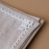 Oatmeal Linen Napkin Set with Lace Trim