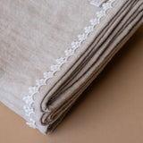 Oatmeal Linen Napkin Set with Lace Trim