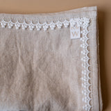 Oatmeal Linen Napkin Set with Lace Trim