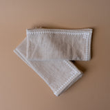 Oatmeal Linen Napkin Set with Lace Trim