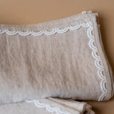 Oatmeal Linen Napkin Set with Lace Trim