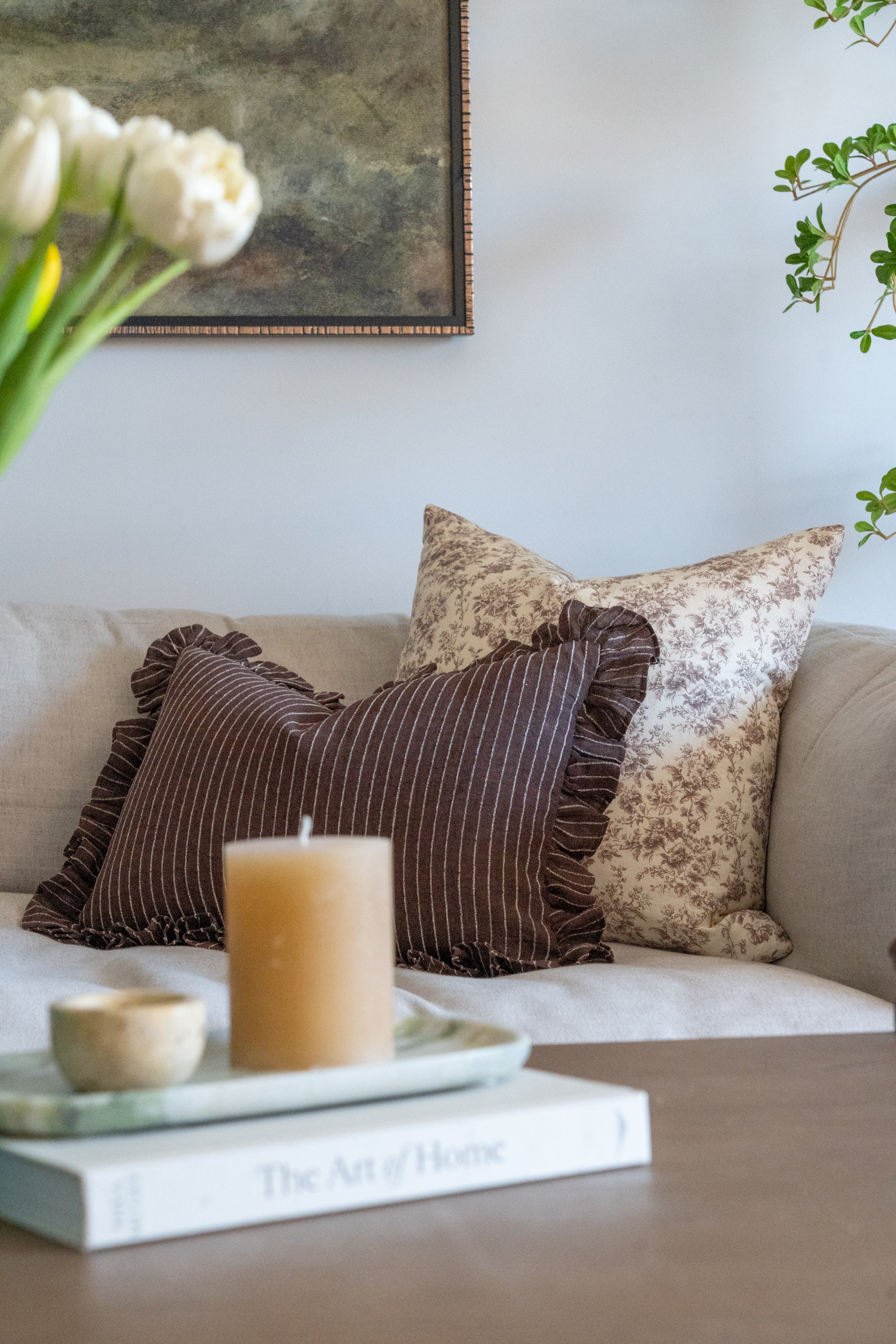 Enzo Ruffle Pillow Cover 2 - PILLOWS - linen - warm Rug & Weave Pillows