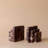 Vintage Brown Marble Bookend Set