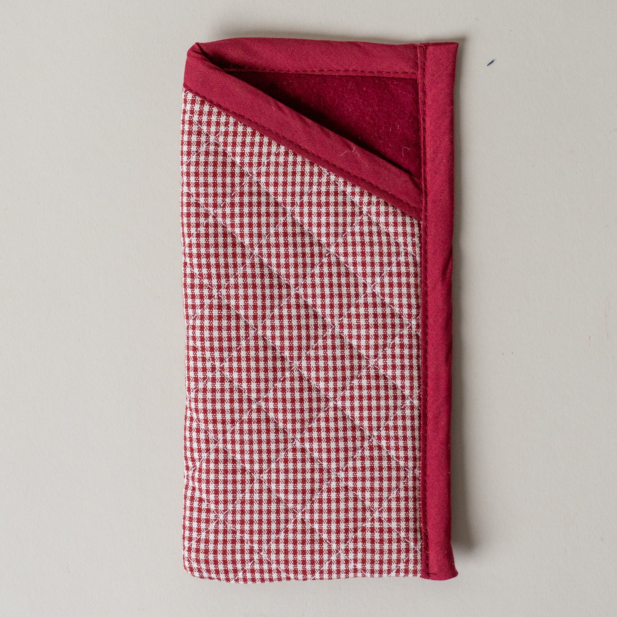 Quilted Gingham Glasses Sleeve, Wine