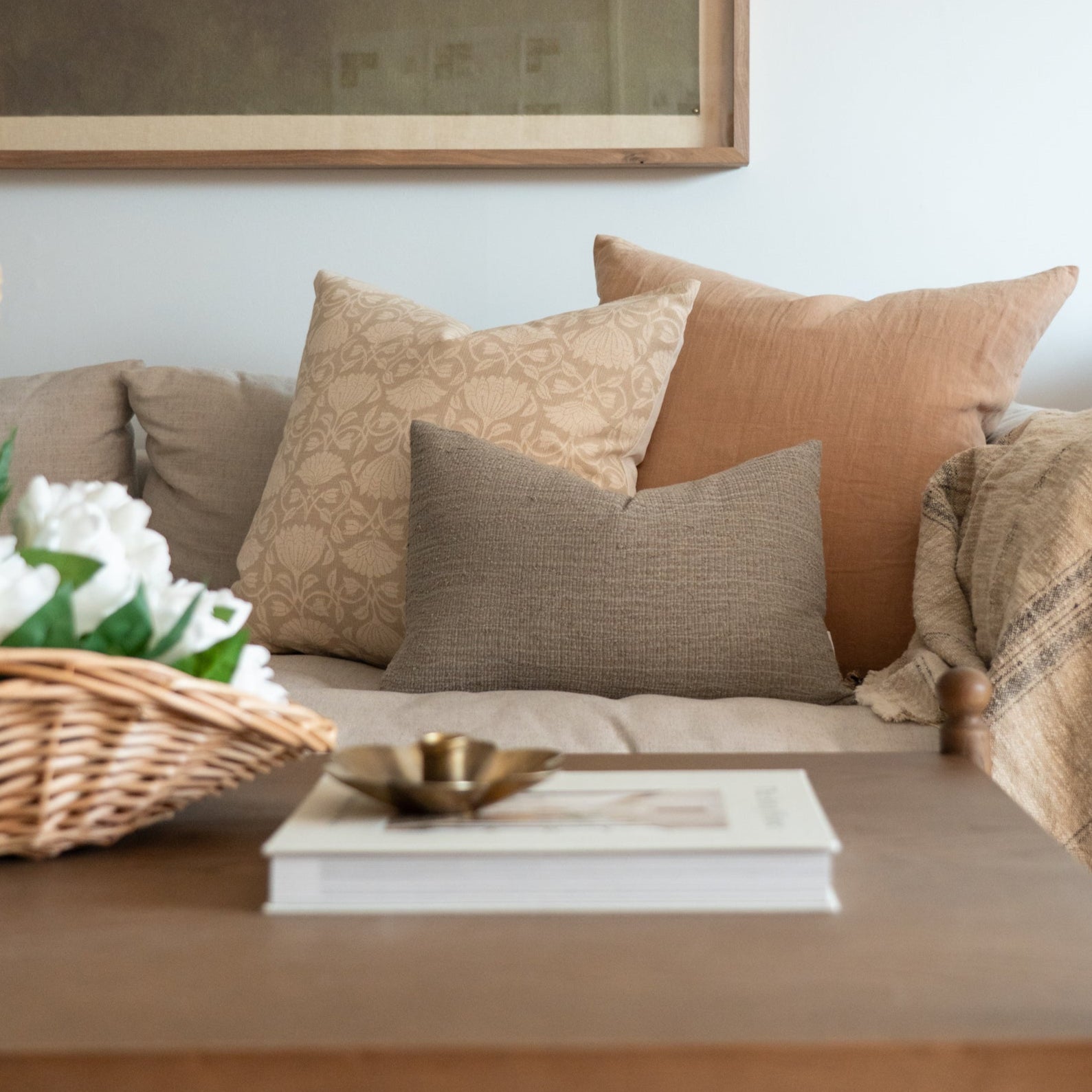 Lotus Pillow Cover 1 - PILLOWS - Thai - neutral Rug & Weave Pillows