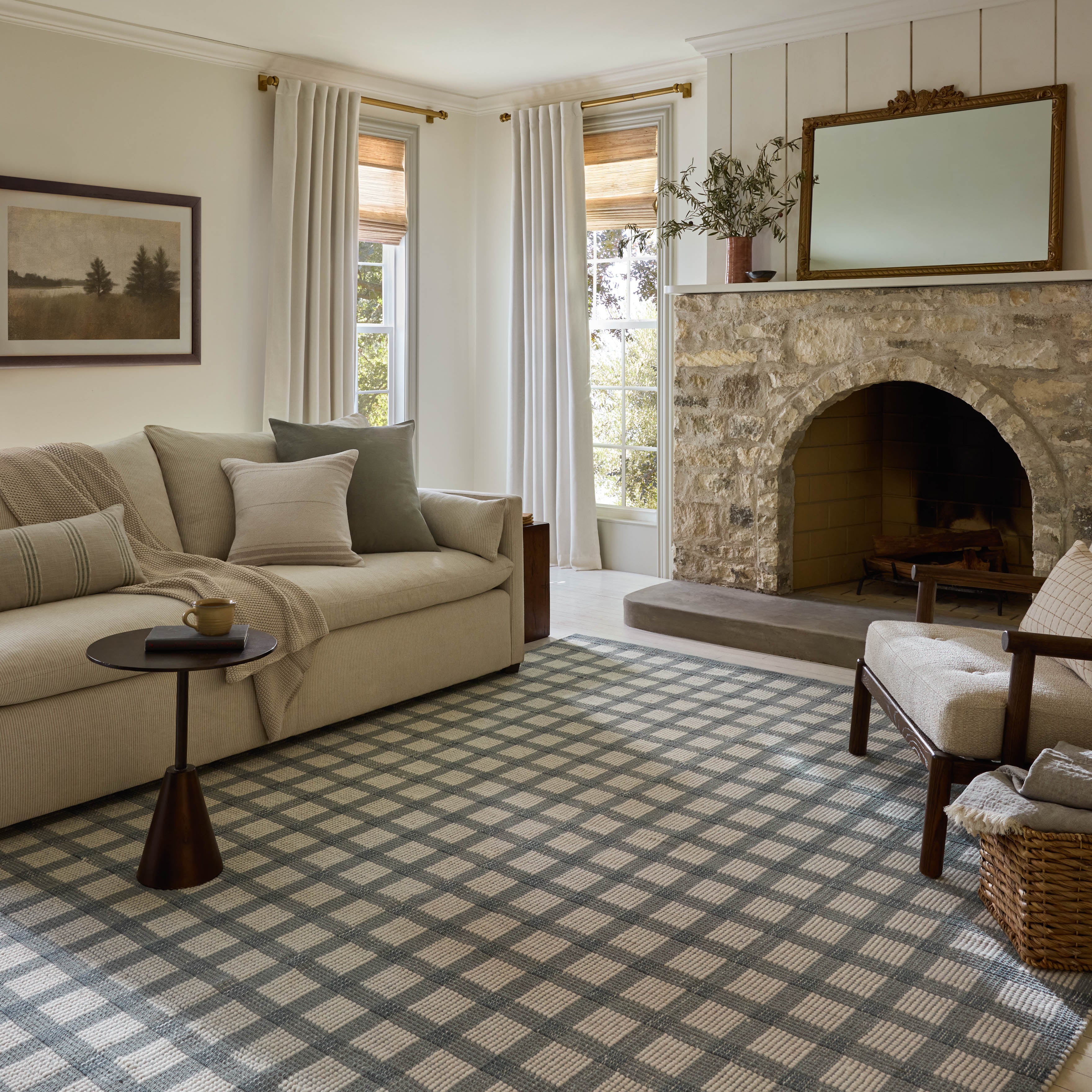 Magnolia Home by Joanna Gaines x Loloi Ryder Blue / Ivory Rug RUGS - cotton Loloi 18" x 18" sample