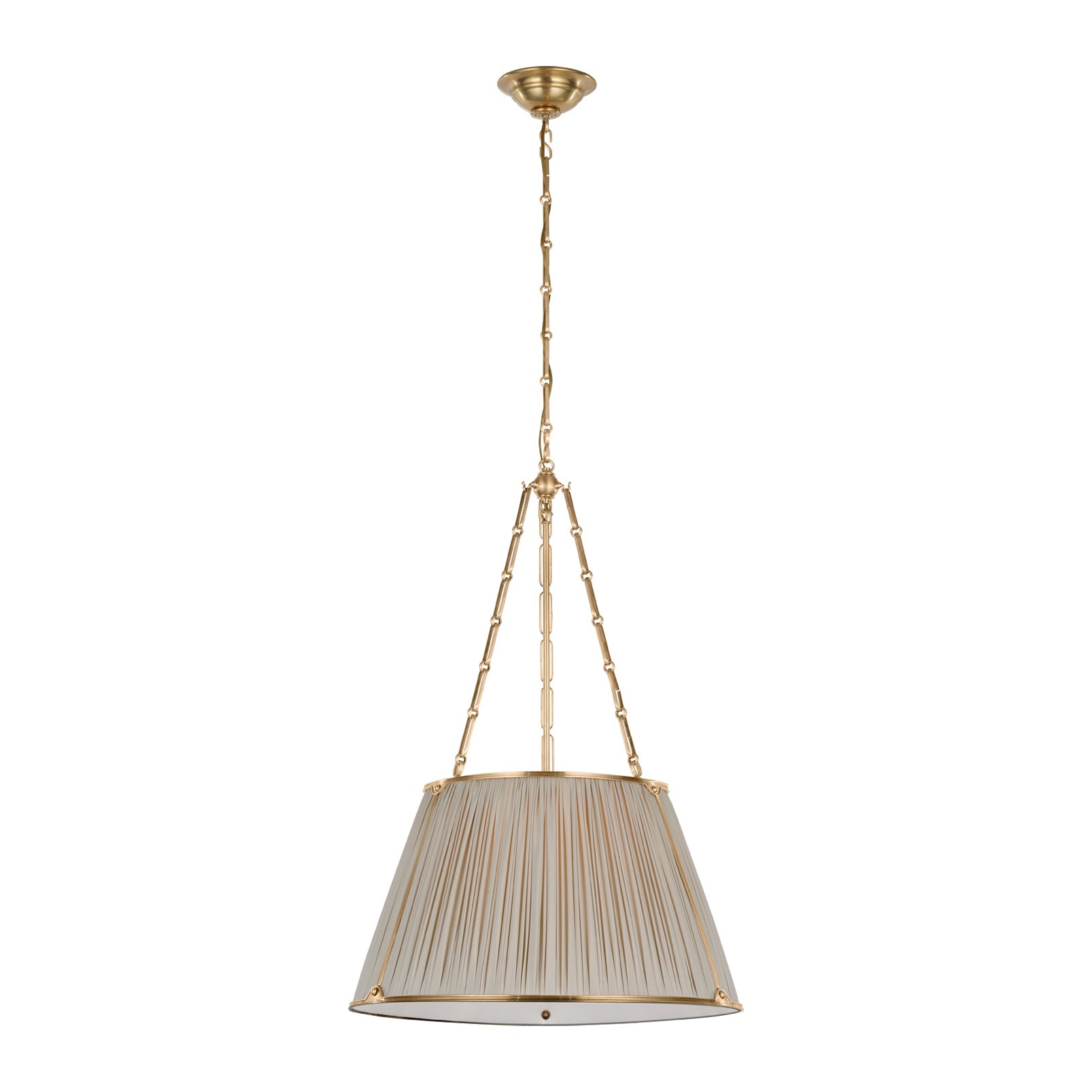 Allister 21" Hanging Shade LIGHTING - pendant Visual Comfort - Signature Hand-Rubbed Antique Brass Champagne Silk Pleat