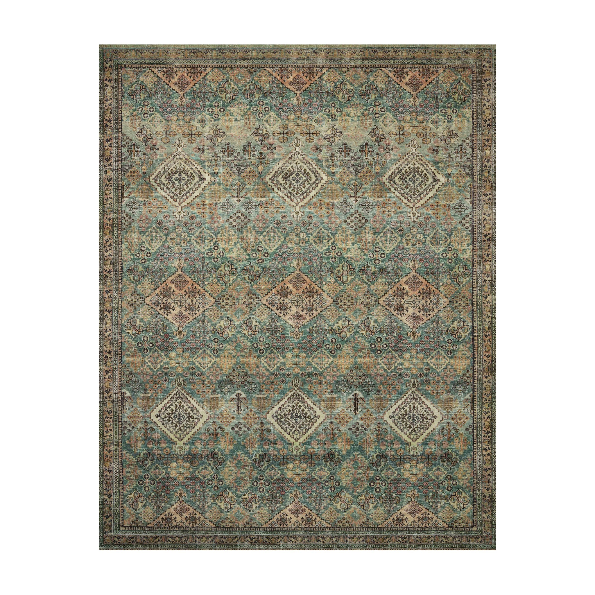 Joanna Gaines x Loloi Sinclair Turquoise / Multi Rug RUGS - synthetic Loloi 18" x 18"