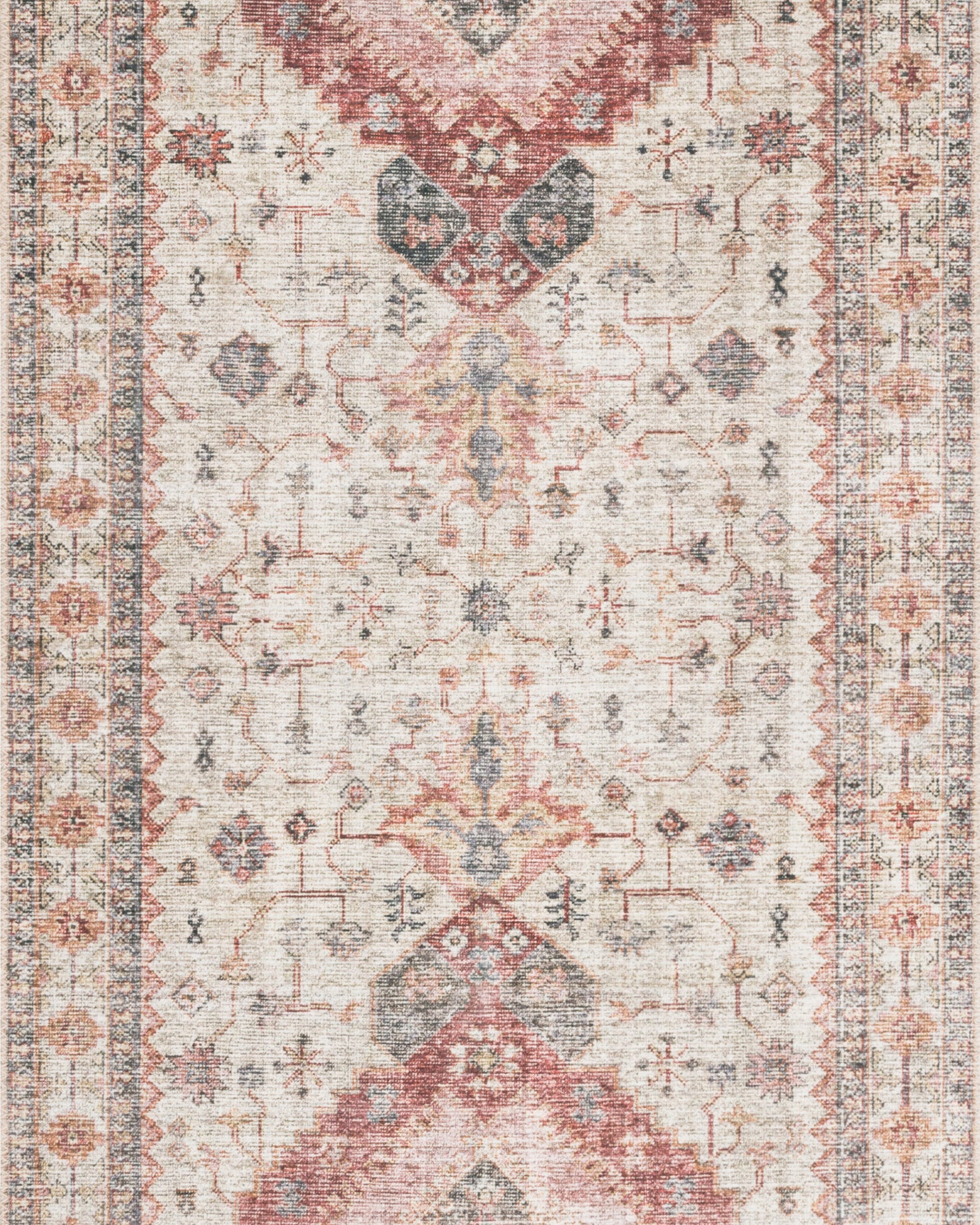Loloi Skye Ivory / Berry Oval Rug RUGS - synthetic Loloi