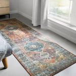 Loloi Skye Rust / Blue Oval Rug RUGS - synthetic Loloi