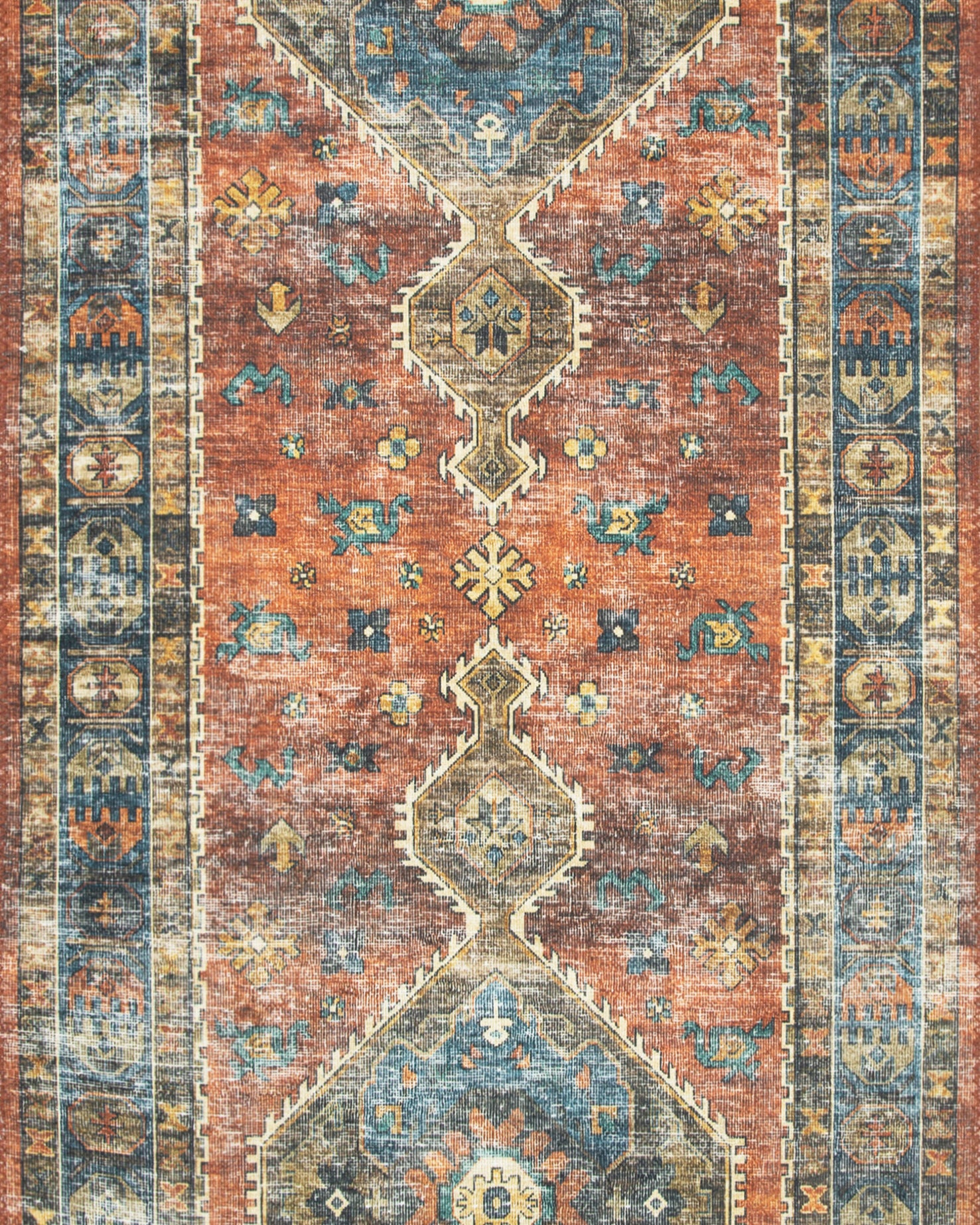 Loloi Skye Rust / Blue Rug RUGS - synthetic Loloi