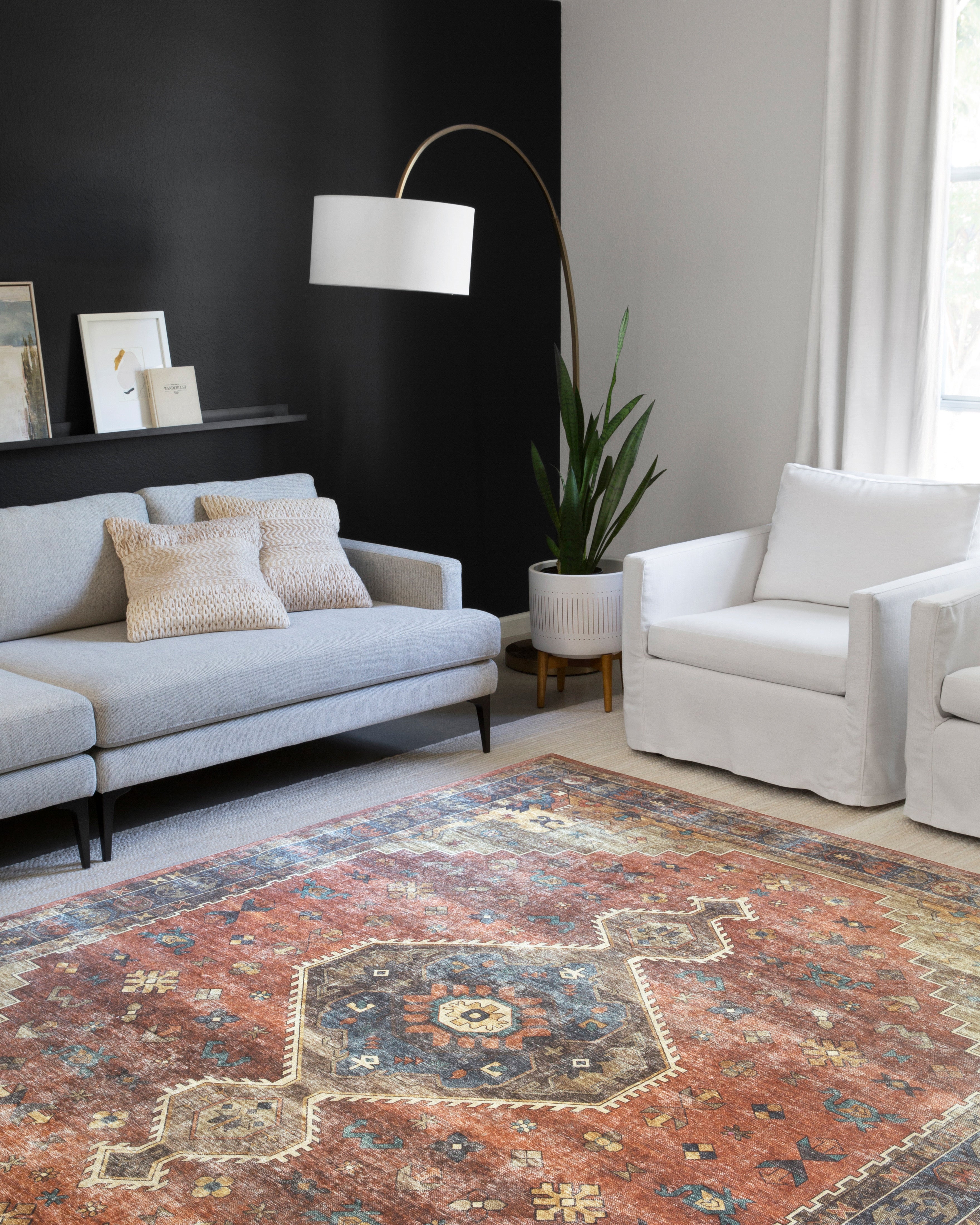 Loloi Skye Rust / Blue Rug RUGS - synthetic Loloi