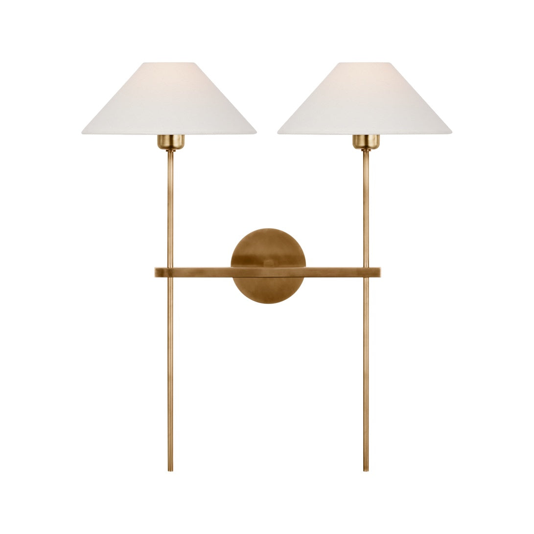 Hackney 25" Double Tail Sconce LIGHTING - sconce Visual Comfort Hand-Rubbed Antique Brass