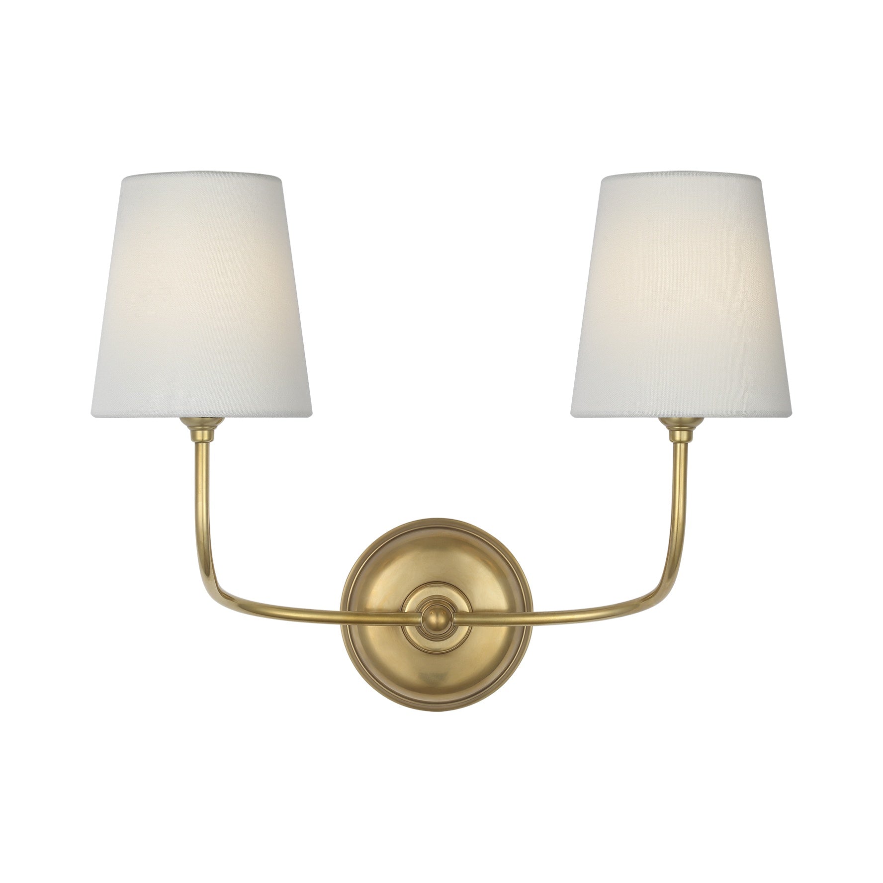 Vendome 16" Cordless Double Sconce LIGHTING - sconce Visual Comfort - Signature Hand-Rubbed Antique Brass
