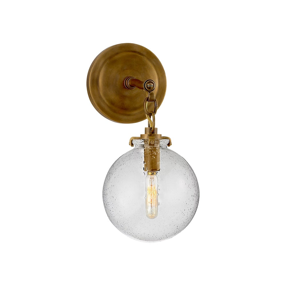 Katie Small Globe Sconce LIGHTING - sconce Visual Comfort - Signature Antique Brass Seeded Glass