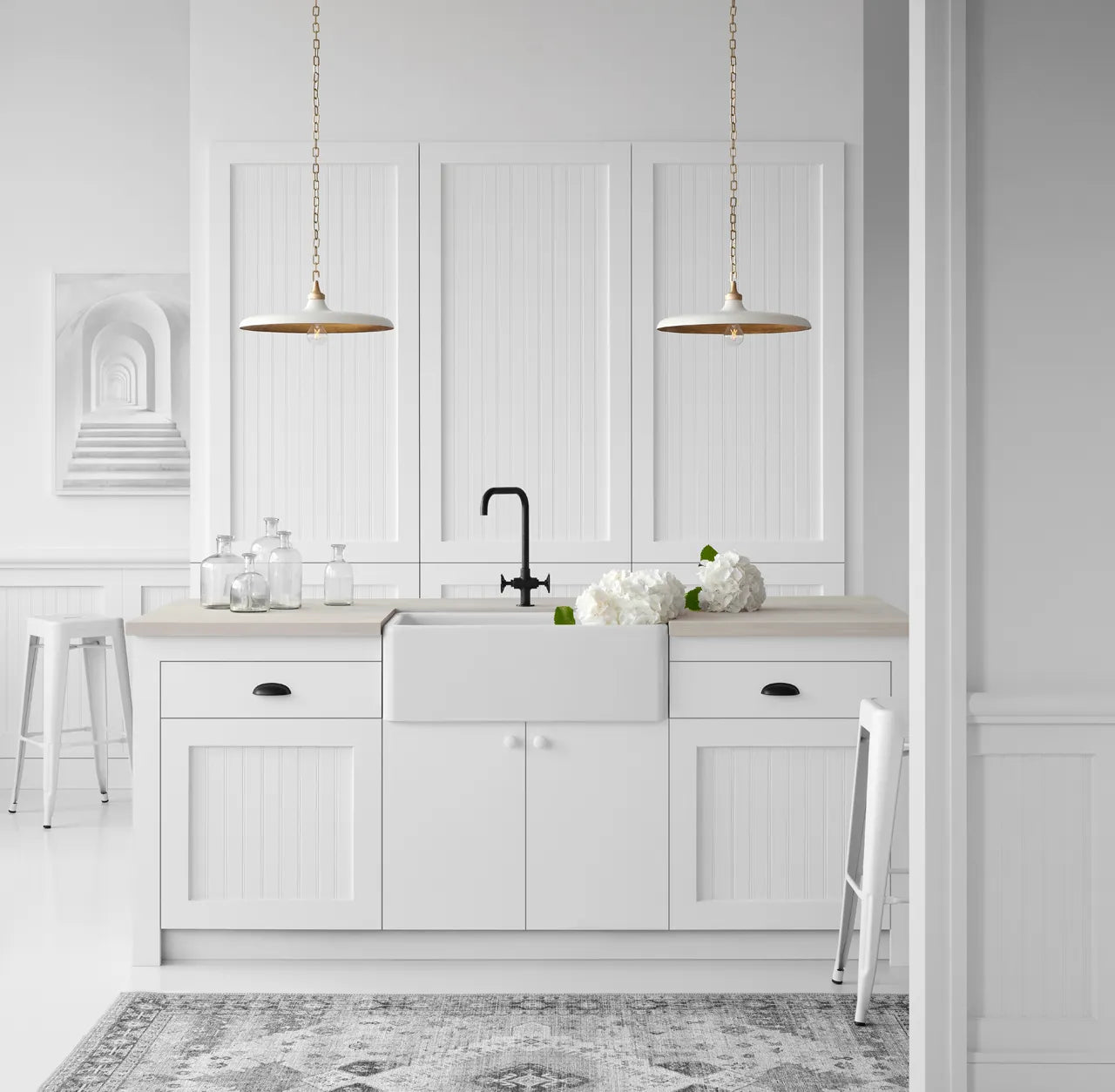 STORE FIXTURE - Piatto Medium Pendant - Brass/Plaster White LIGHTING - store fixture Visual Comfort