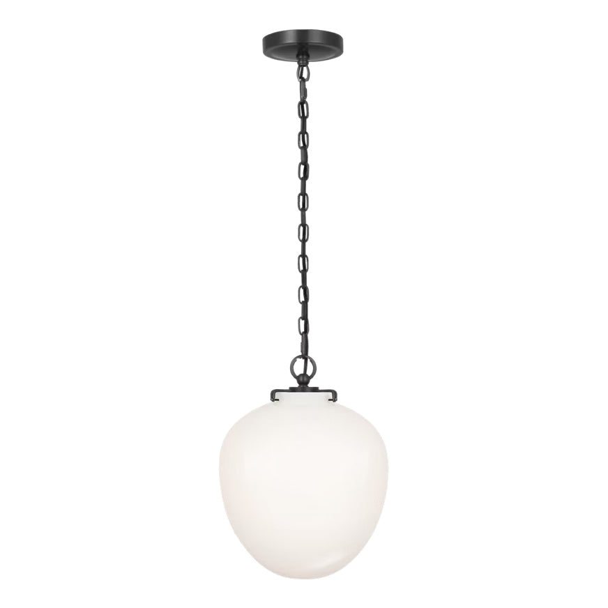 Katie Acorn Pendant LIGHTING - pendant Visual Comfort Bronze White Glass