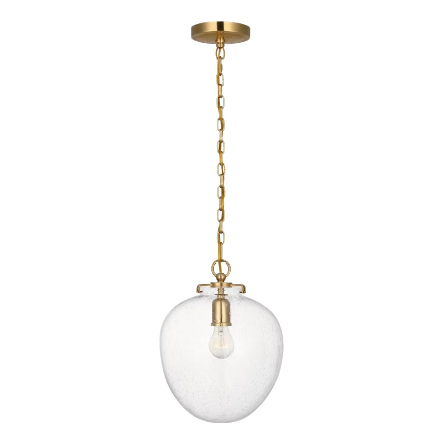 Katie Acorn Pendant LIGHTING - pendant Visual Comfort Antique Brass Seeded Glass