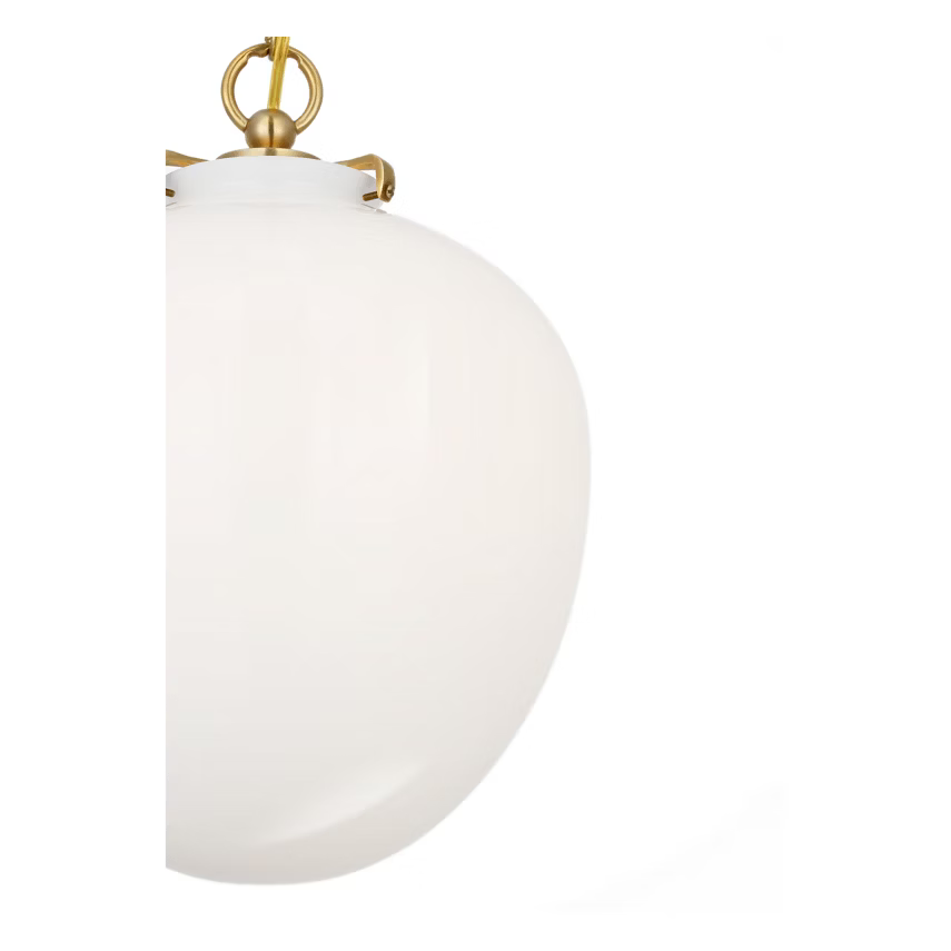 STORE FIXTURE - Katie Acorn Pendant - Antique Brass/White Glass LIGHTING - store fixture Visual Comfort