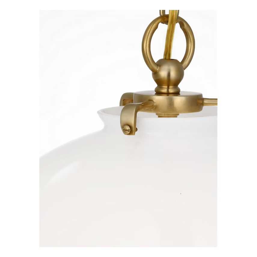 STORE FIXTURE - Katie Acorn Pendant - Antique Brass/White Glass LIGHTING - store fixture Visual Comfort