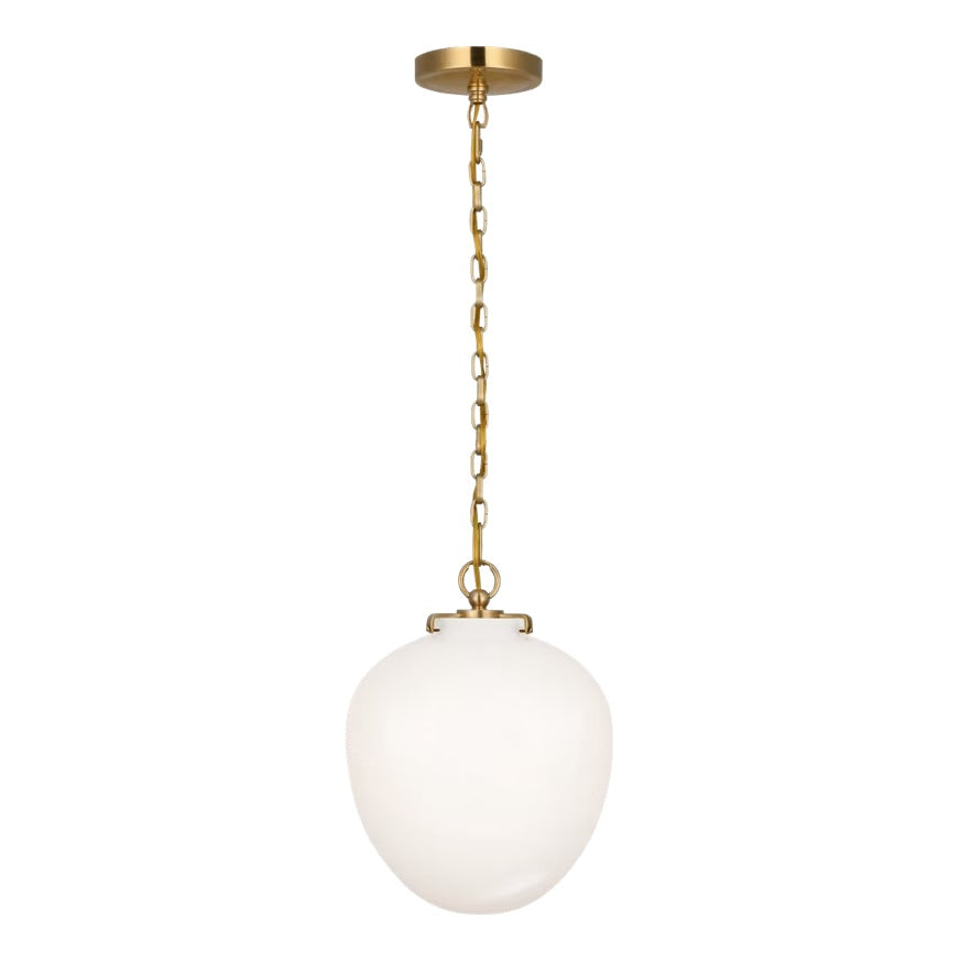 STORE FIXTURE - Katie Acorn Pendant - Antique Brass/White Glass LIGHTING - store fixture Visual Comfort