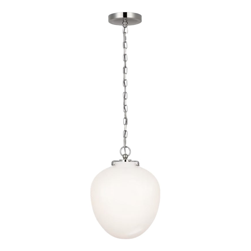 Katie Acorn Pendant LIGHTING - pendant Visual Comfort Polished Nickel White Glass