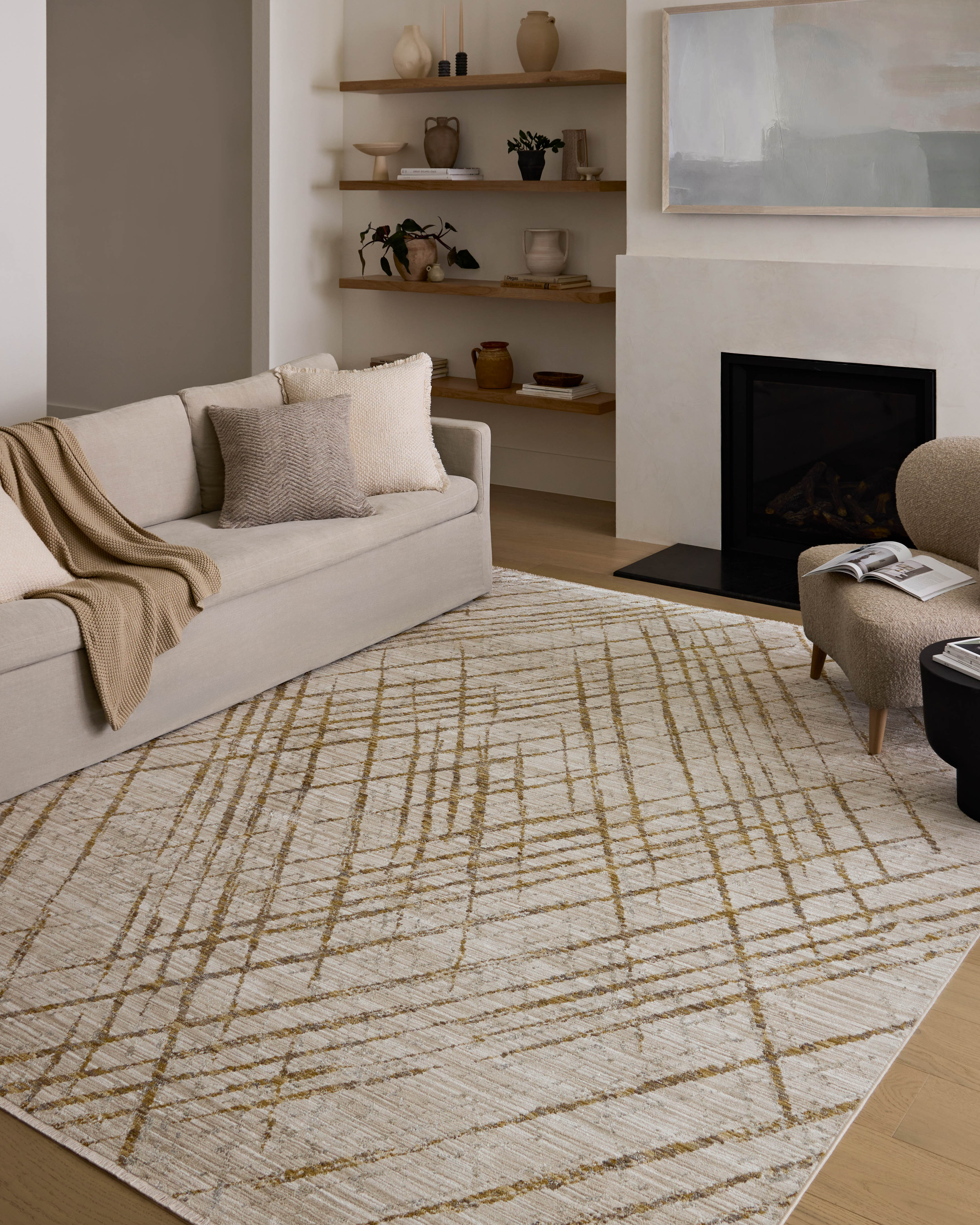 Loloi Wade Beige / Gold Rug RUGS - synthetic Loloi