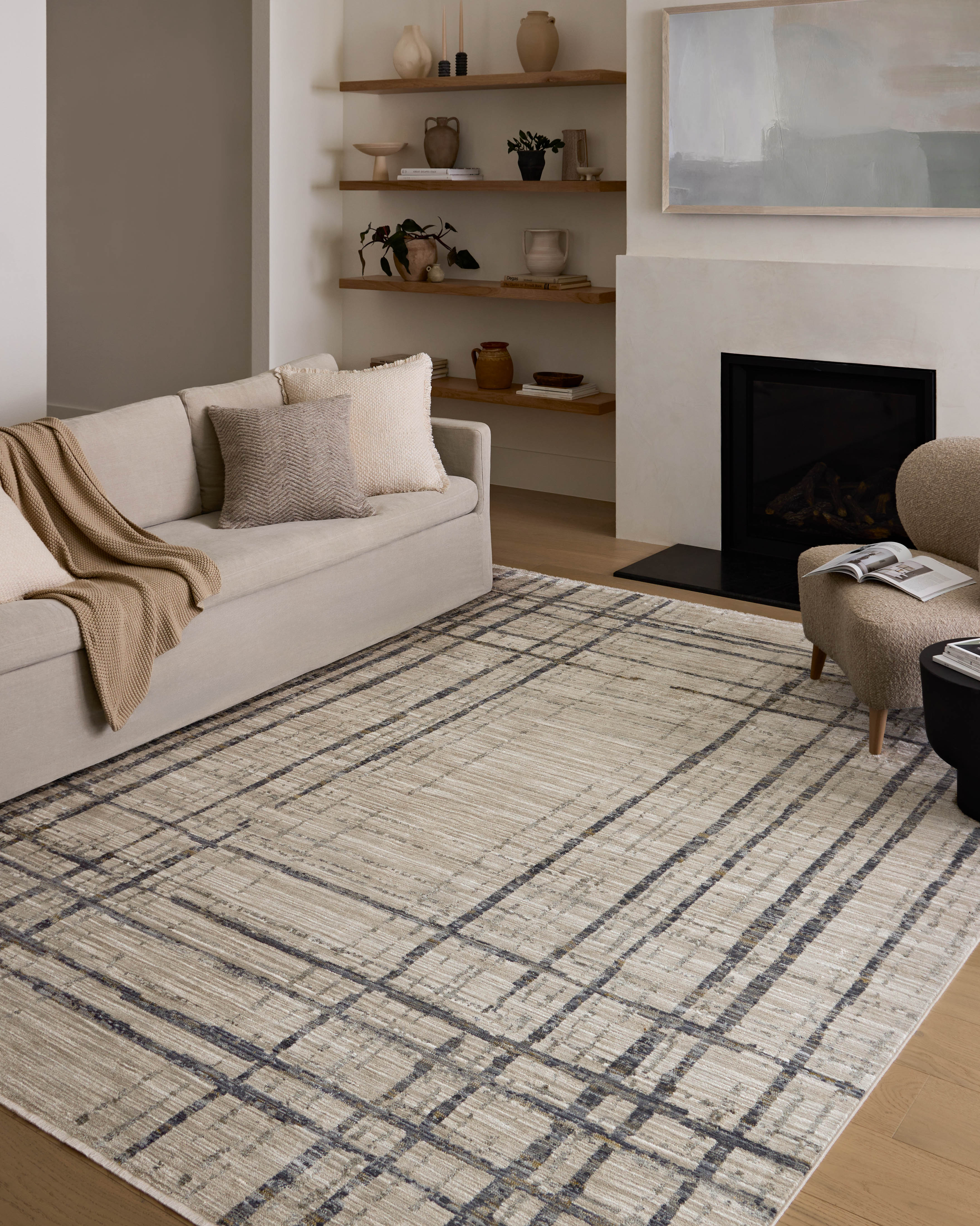 Loloi Wade Beige / Midnight Square Rug RUGS - synthetic Loloi