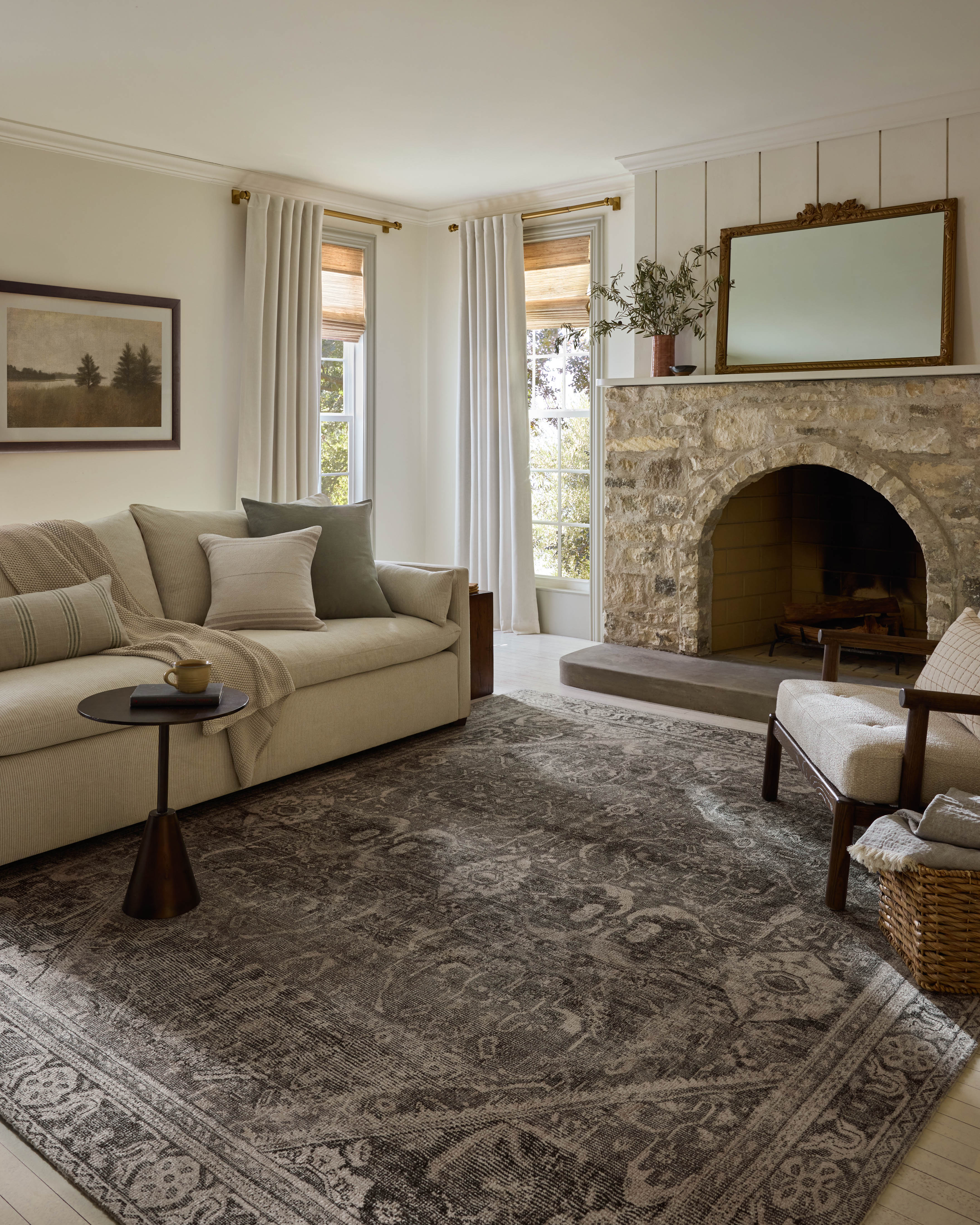 Magnolia Home by Joanna Gaines x Loloi Wimberly Ink / Bone Rug RUGS - synthetic Loloi 18" x 18" sample