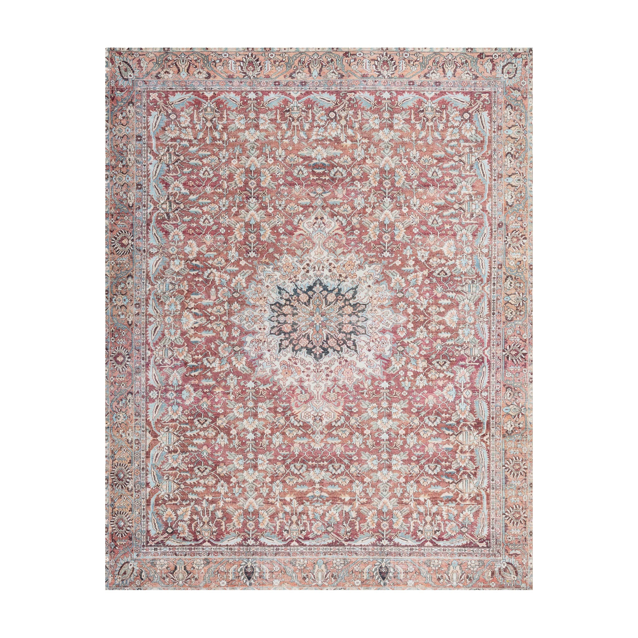 Loloi Wynter Tomato / Teal Rug RUGS - synthetic Loloi 18" x 18"