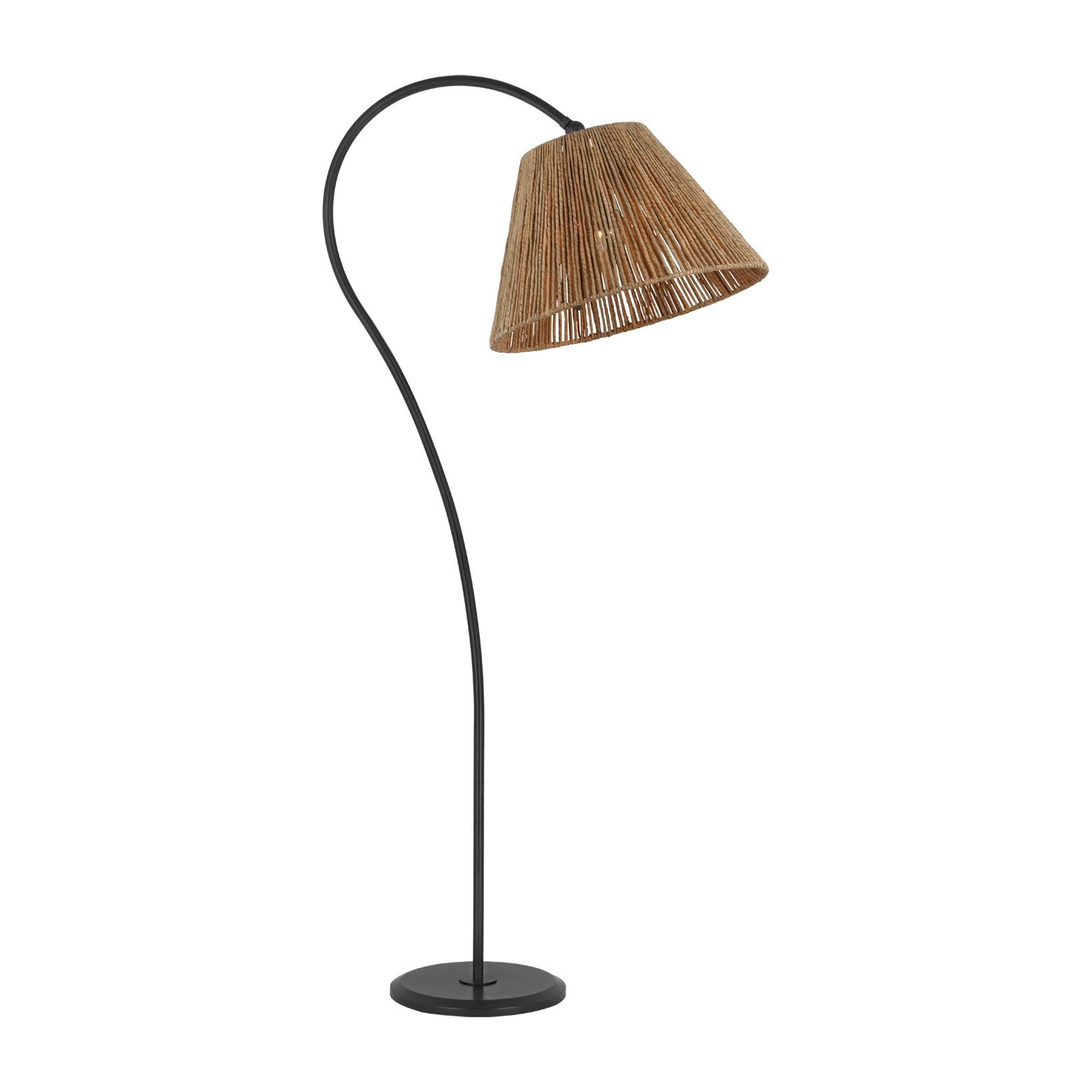 Dume Large Arched Floor Lamp LIGHTING - floor lamp Visual Comfort - Signature Aged Iron 8" x 18" x 12" Natural Abaca