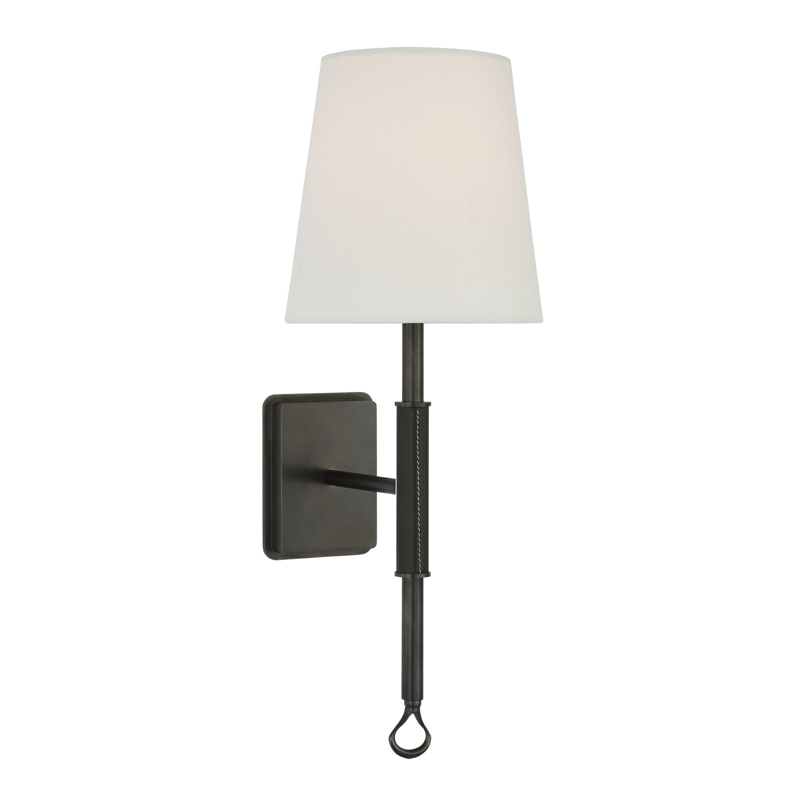 Griffin Sconce LIGHTING - sconce Visual Comfort Bronze and Chocolate Leather