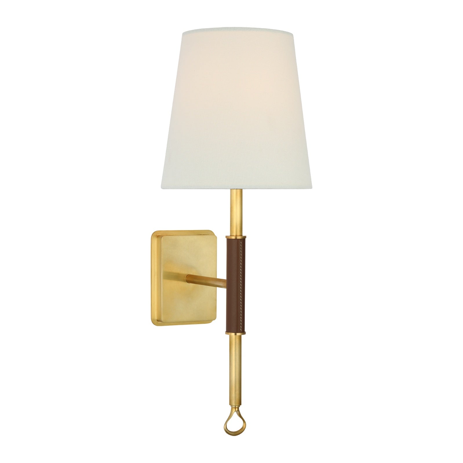 Griffin Sconce LIGHTING - sconce Visual Comfort - Signature Hand-Rubbed Antique Brass and Saddle Leather