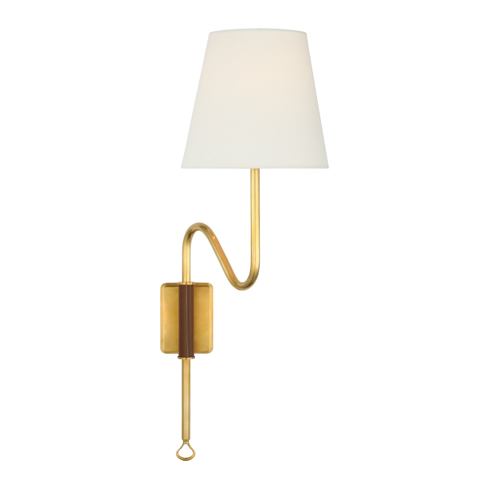 Griffin Articulating Sconce LIGHTING - sconce Visual Comfort - Signature Hand-Rubbed Antique Brass and Saddle Leather