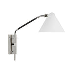 Laken Medium Articulating Wall Light LIGHTING - sconce Visual Comfort Polished Nickel and Black Rattan Matte White