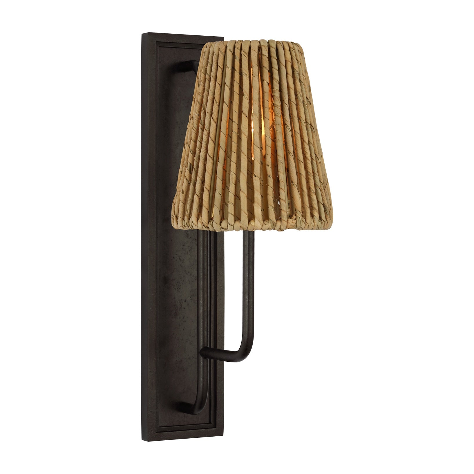 Rui Sconce LIGHTING - sconce Visual Comfort - Signature Aged Iron 3" x 5" x 5.75" Natural Abaca