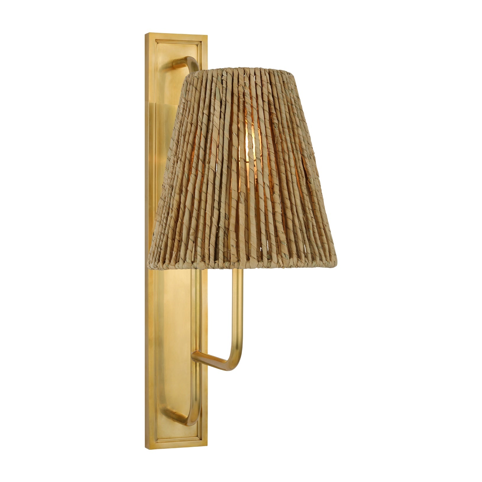 Rui Tall Sconce LIGHTING - sconce Visual Comfort - Signature Aged Iron 4.5" x 8" x 8.5" Natural Abaca