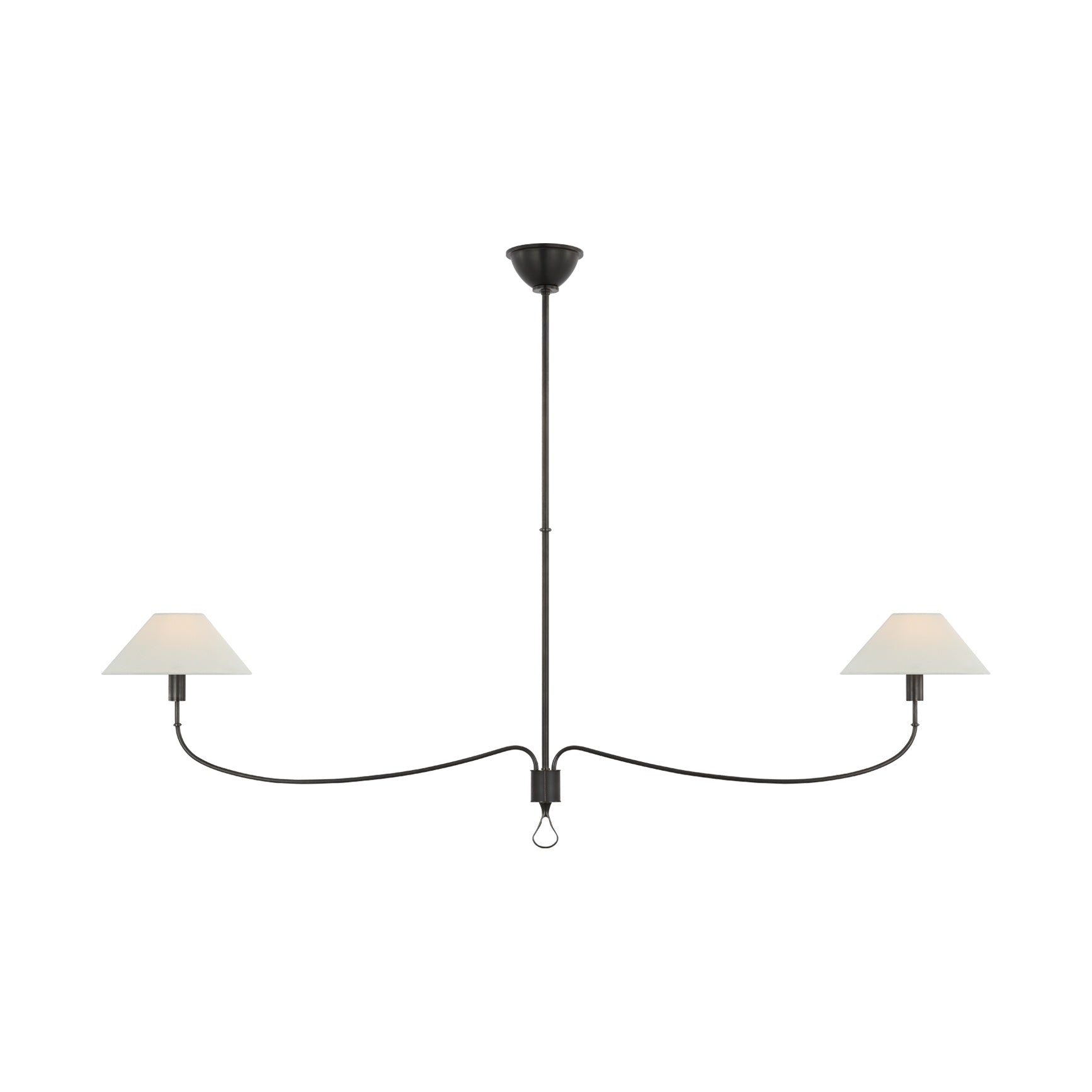 Griffin Grande Linear Chandelier LIGHTING - chandelier Visual Comfort - Signature Bronze and Chocolate Leather