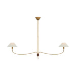 Griffin Grande Linear Chandelier LIGHTING - chandelier Visual Comfort Hand-Rubbed Antique Brass and Saddle Leather