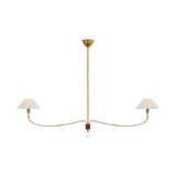 Griffin Grande Linear Chandelier LIGHTING - chandelier Visual Comfort Hand-Rubbed Antique Brass and Saddle Leather