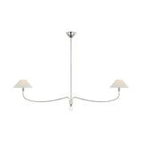 Griffin Grande Linear Chandelier LIGHTING - chandelier Visual Comfort Polished Nickel and Parchment Leather