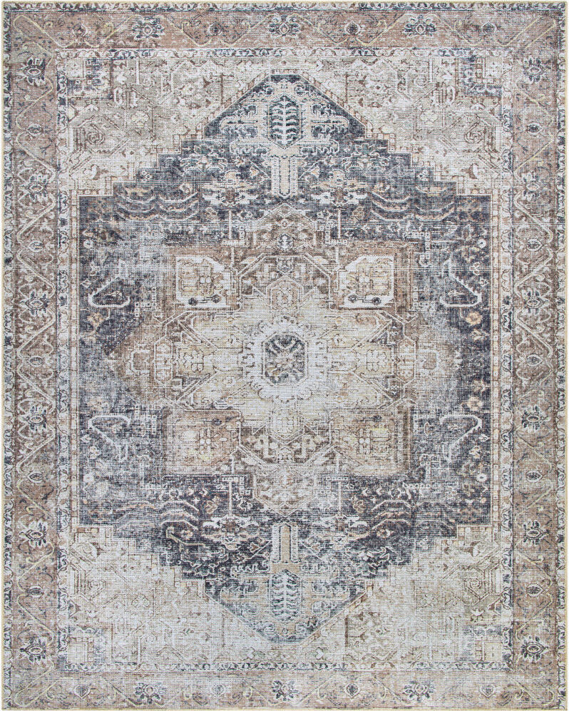 Aria Steel / Taupe Washable Rug RUGS - synthetic Surya