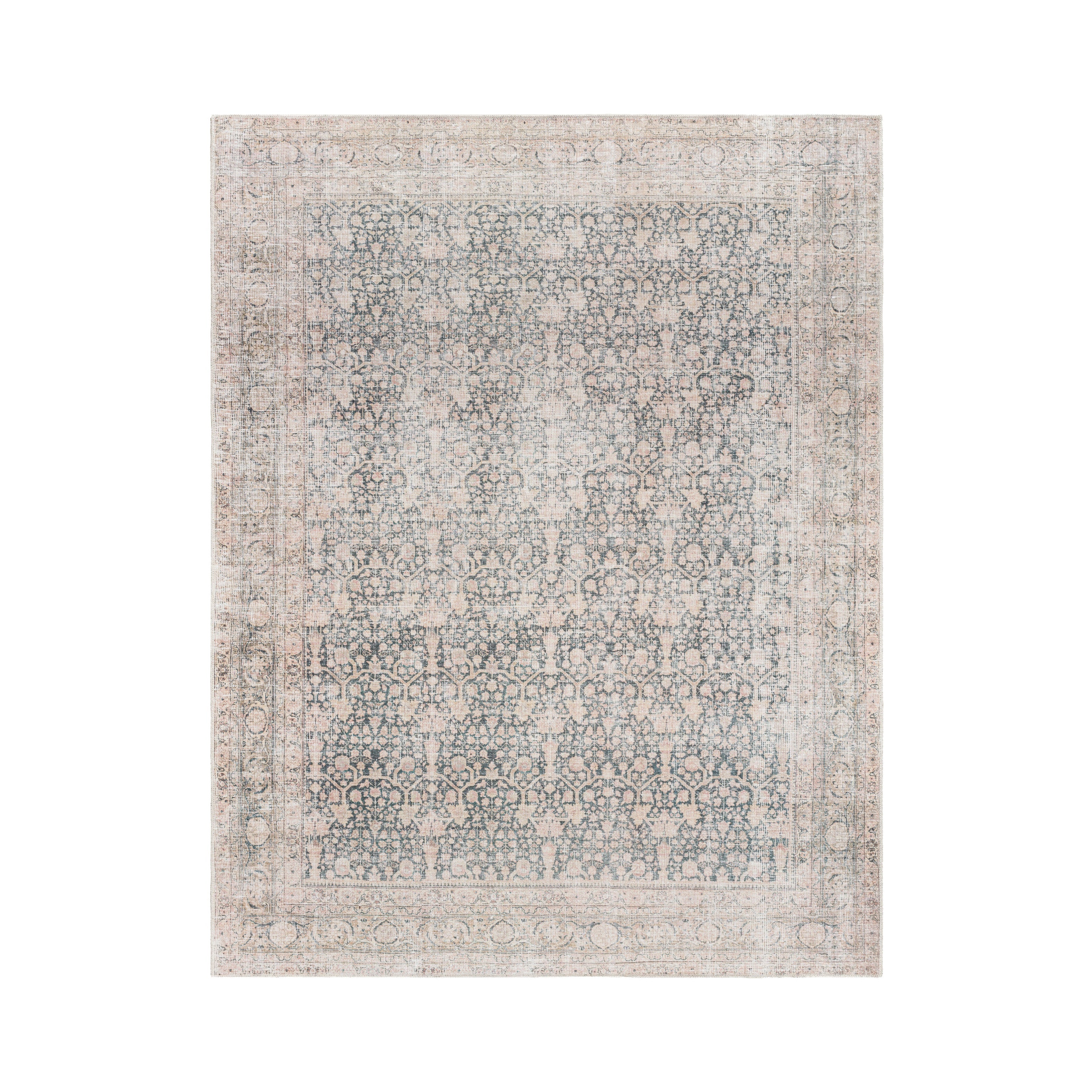 Aria Navy / Blush Washable Rug RUGS - synthetic Surya