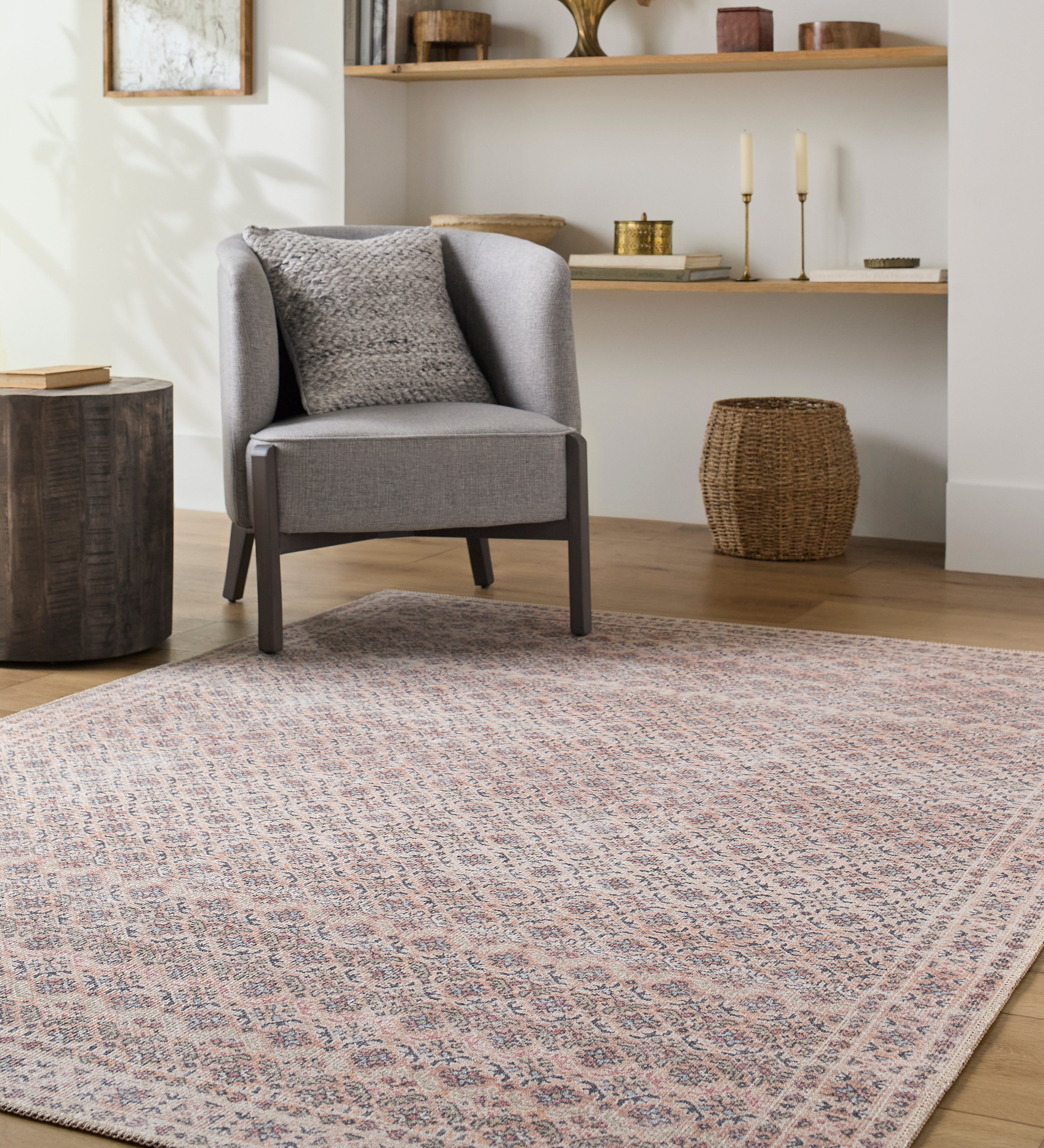 Aria Blush / Mocha Washable Rug RUGS - synthetic Surya