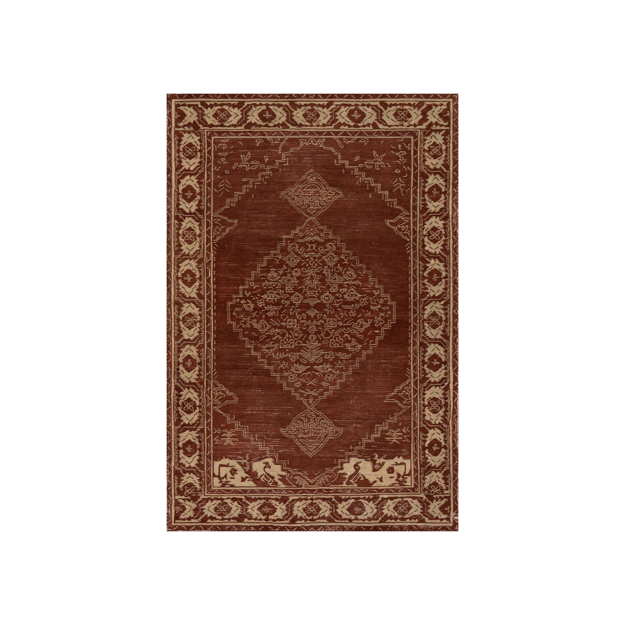 Quenl Vintage Handmade Wool Rug RUGS - wool Dash & Albert Red 5' x 8'